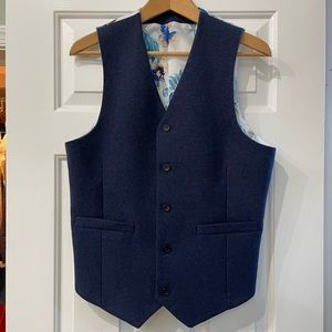 ASOS Men’s Blue Wool Mix Waistcoat 38” Long